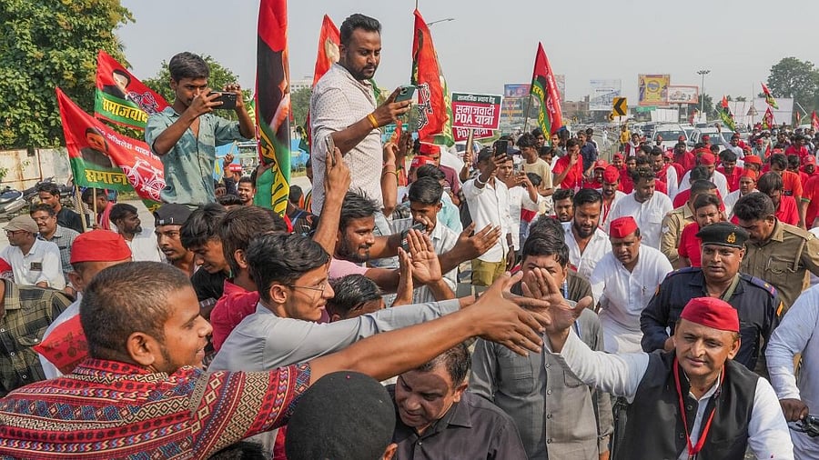<div class="paragraphs"><p>Akhilesh Yadav at the SP PDA ((pichda, dalit, alpsankhyak) Yatra</p></div>