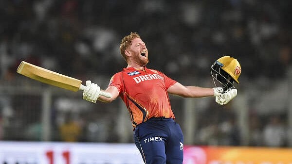 <div class="paragraphs"><p>Punjab Kings' Jonny Bairstow celebrates after winning the Indian Premier League (IPL) 2024 cricket match between Kolkata Knight Riders and Punjab Kings, at the Eden Gardens.</p></div>