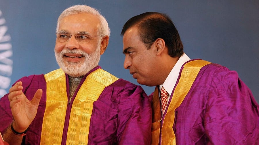 <div class="paragraphs"><p>Narendra Modi and Mukesh Ambani.</p></div>