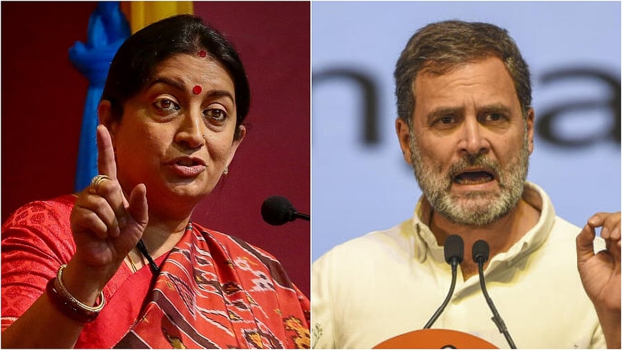 <div class="paragraphs"><p>Smriti Irani(L) and Rahul Gandhi.&nbsp;</p></div>