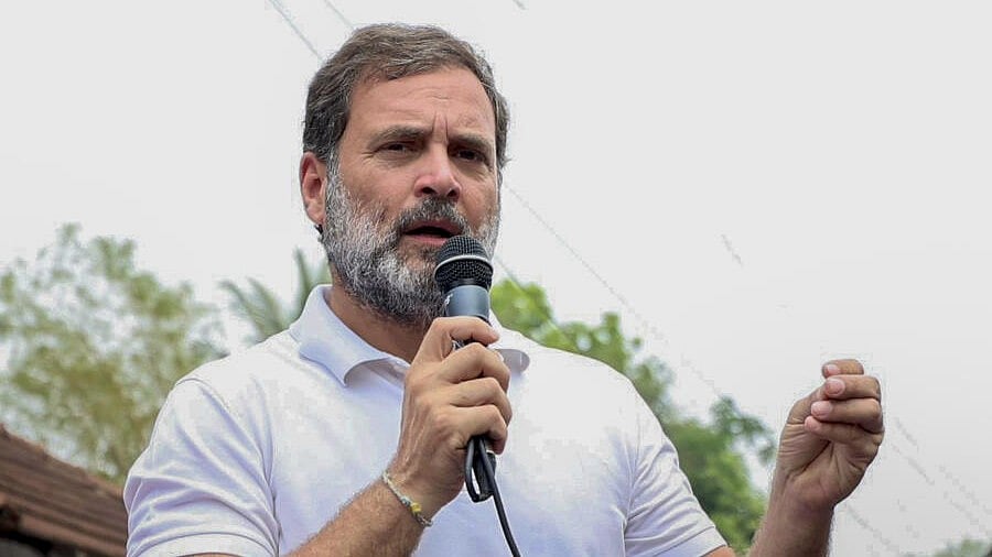 <div class="paragraphs"><p>Rahul Gandhi addresses supporters during an election campaign in Kozhikode on Tuesday, April 16, 2024. </p></div>