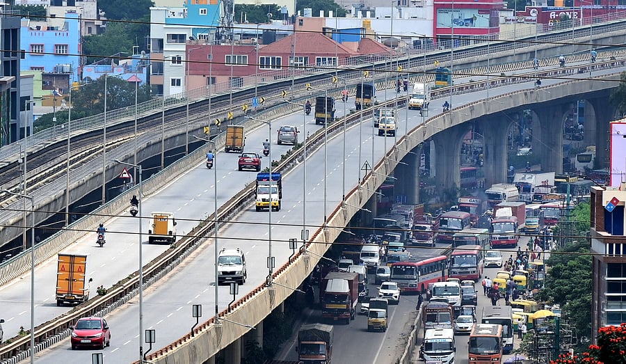 <div class="paragraphs"><p>A view of the Peenya flyover on Tumakuru Road. It has been shut for heavy vehicles since December 2021. </p></div>