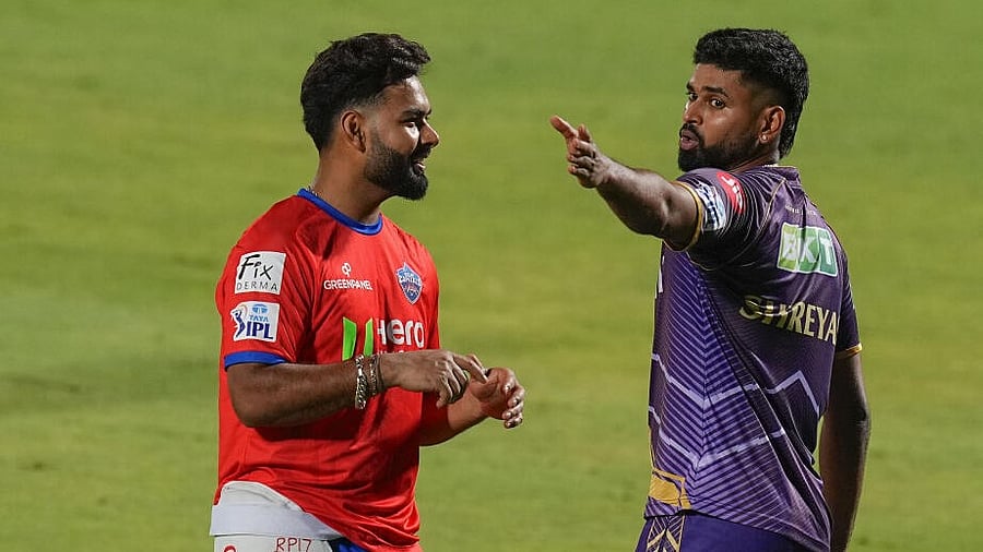 <div class="paragraphs"><p>Delhi Capitals' captain Rishabh Pant (left) with his Kolkata Knight Riders' counterpart Shreyas Iyer.</p></div>