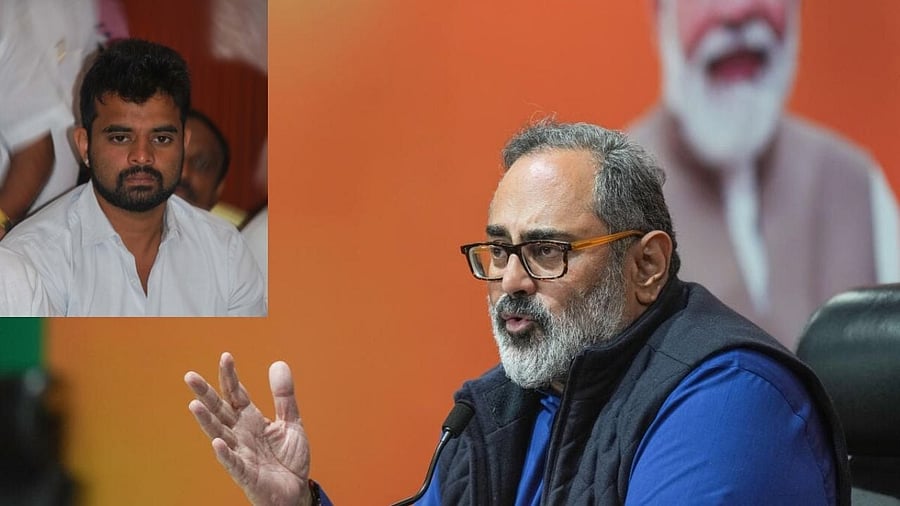 <div class="paragraphs"><p>Union Minister Rajeev Chandrasekhar and&nbsp;MP Prajwal Revanna.</p></div>