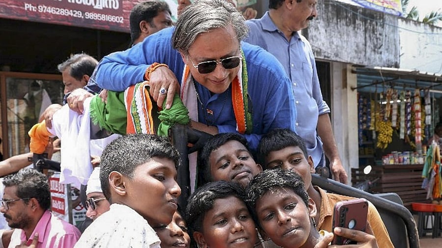 <div class="paragraphs"><p>Congress candidate Shashi Tharoor during his campaign for the Lok Sabha elections, at Mariyapuram in Thiruvananthapuram. </p></div>