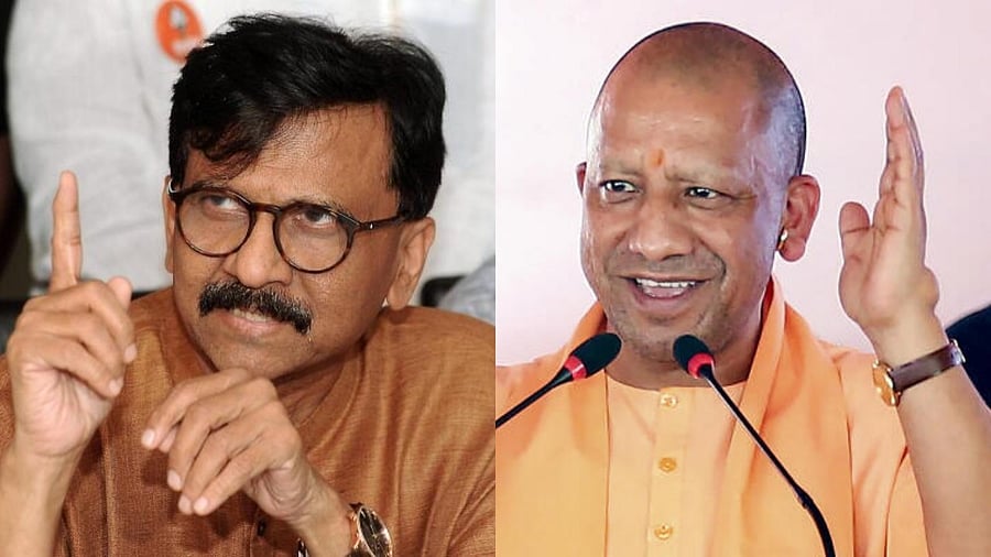<div class="paragraphs"><p>Shiv Sena (UBT) MP Sanjay Raut (L) and Uttar Pradesh Chief Minister Yogi Adityanath (R).</p></div>