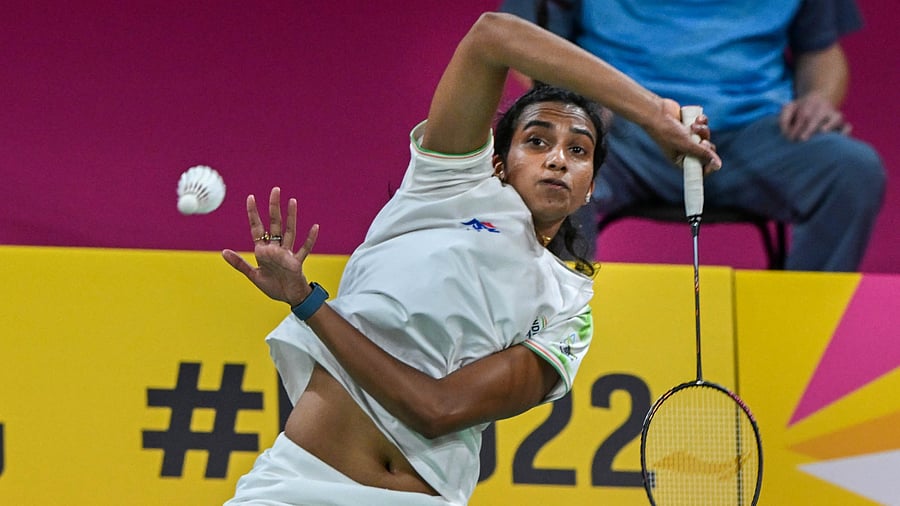 <div class="paragraphs"><p>File photo of India's double Olympic medallist P V Sindhu in action.</p></div>