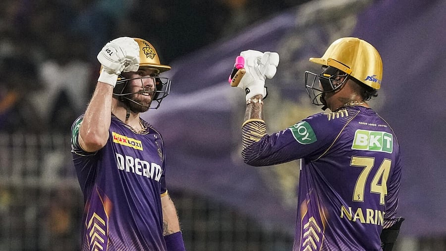 <div class="paragraphs"><p>KKR's Sunil Narine (R) and Phil Salt celebrate during the match against PBKS.</p></div>