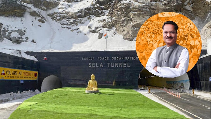 <div class="paragraphs"><p>Arunachal Padesh's Sela tunnel and BJP leader Ashok Singhal.</p></div>