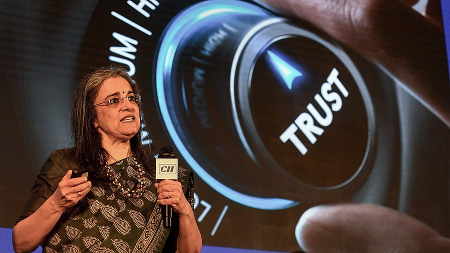<div class="paragraphs"><p>Chairperson of the Securities and Exchange Board of India (SEBI) Madhabi Puri Buch speaks during CII's 17th Corporate Governance Summit, in Mumbai, Tuesday, April 2, 2024. </p></div>