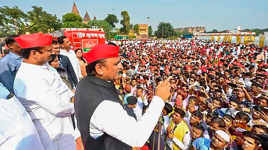 <div class="paragraphs"><p>National President of Samajwadi Party Akhilesh Yadav during an election campaign meeting </p></div>