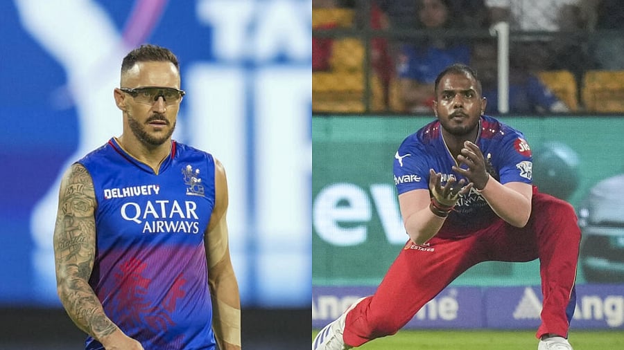<div class="paragraphs"><p>Faf du Plessis(L) and Yash Dayal(R)</p></div>