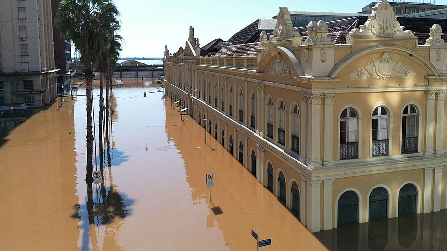 <div class="paragraphs"><p>A drone view of the flooded area around the historic market in Porto Alegre, Rio Grande do Sul, Brazil, May 7.</p></div>