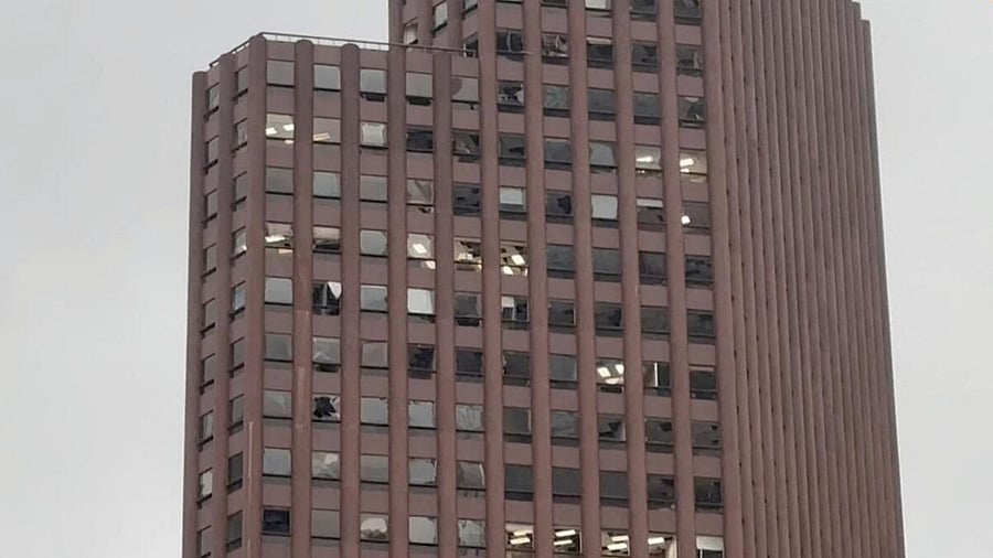 <div class="paragraphs"><p>A view of damaged windows of a building following a storm in Houston, Texas, U.S., May 16, 2024 in this screengrab obtained from a social media video.</p></div>