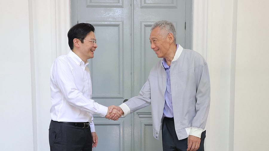 <div class="paragraphs"><p>Current Prime Minister Lee Hsien Loong with Lawrence Wong.</p></div>