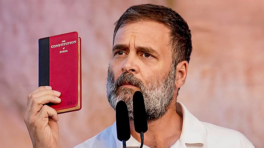 <div class="paragraphs"><p>Congress leader Rahul Gandhi addresses during a public meeting for Lok Sabha polls.</p></div>