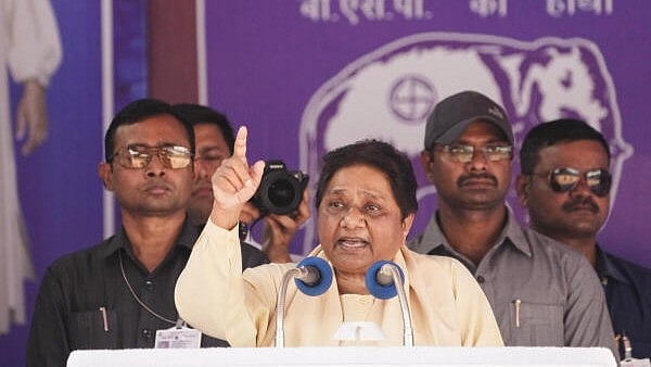 <div class="paragraphs"><p>BSP chief Mayawati addresses a public meeting for Lok Sabha elections, at Ghatampur near Kanpur, Friday, May 10, 2024.</p></div>
