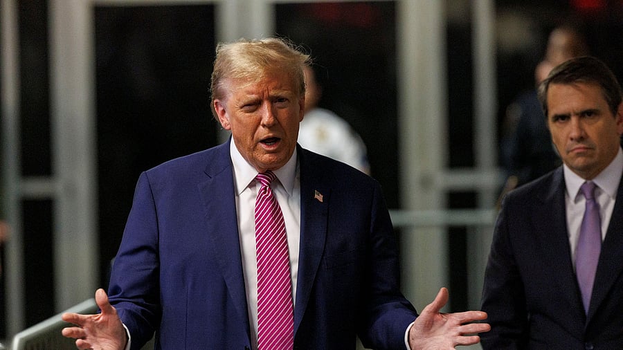 <div class="paragraphs"><p>Former US President and Republican presidential candidate Donald Trump after his trial at Manhattan Criminal Court in New York.</p></div>