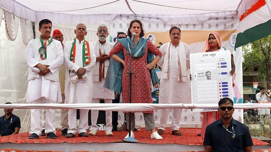 <div class="paragraphs"><p>Congress leader Priyanka Gandhi Vadra addresses a rally for Lok Sabha elections, in Raebareli, Wednesday, May 15, 2024.</p></div>