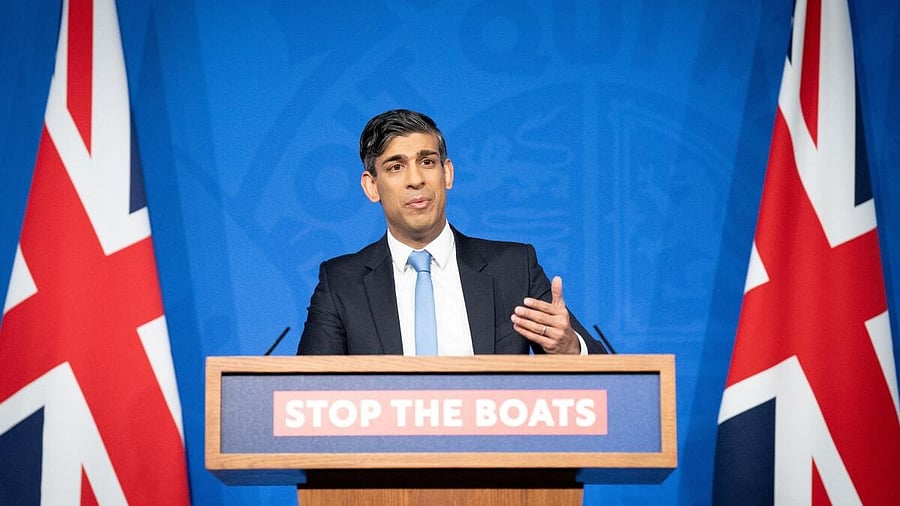 <div class="paragraphs"><p>Rishi Sunak speaks during a press conference in Downing Street in London, after he saw the Safety of Rwanda Bill pass its third reading in the House of Commons. </p></div>