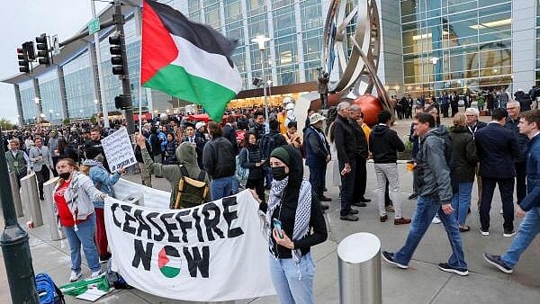 <div class="paragraphs"><p>Protestors from Nebraskans for Peace, Palestinians Rights Task Force demonstrate for a ceasefire, amid the ongoing conflict between Israel and Palestinian Islamist group Hamas.</p></div>