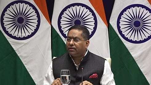 <div class="paragraphs"><p>Ministry of External Affairs  spokesperson Randhir Jaiswal during MEA's weekly media briefing.</p></div>