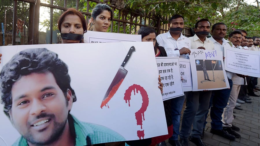 <div class="paragraphs"><p> File Photo: In this Jan. 21, 2016 file photo, students stage a protest after the suicide of  Rohith Vemula  in Mumbai.</p></div>