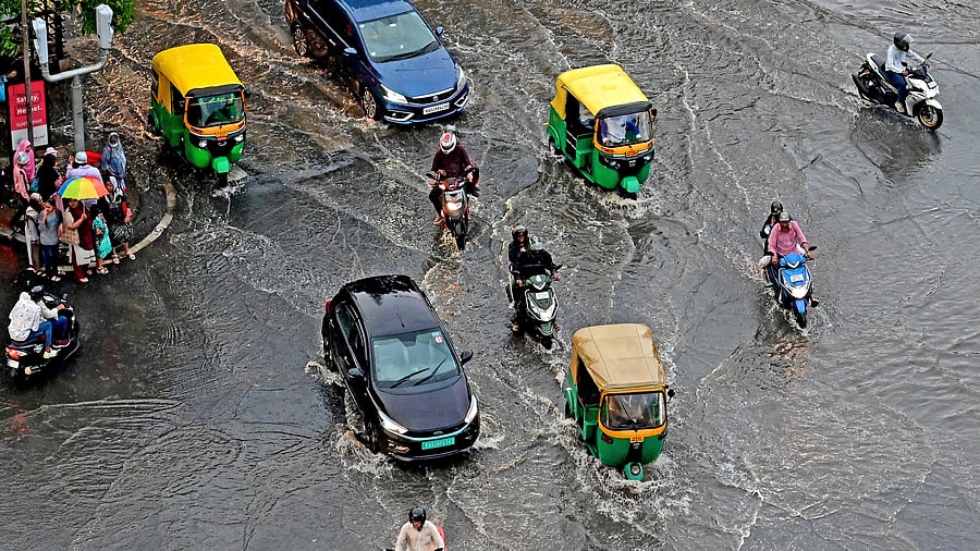 <div class="paragraphs"><p>A submerged stretch on Kasturba Road on Wednesday. </p></div>
