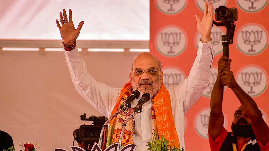 <div class="paragraphs"><p>Union Home Minister and BJP leader Amit Shah addresses a public meeting in support of party candidate and Union Minister of State for Home Ajay Mishra, for Lok Sabha elecions, in Lakhimpur, Wednesday, May 8, 2024.</p></div>