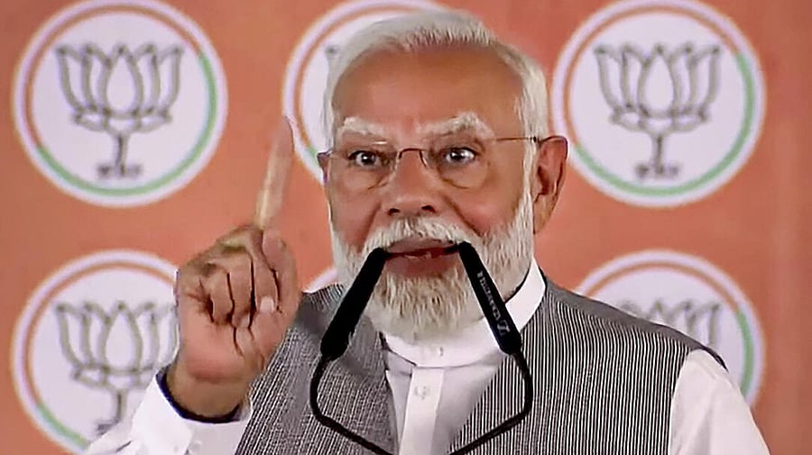 <div class="paragraphs"><p>Prime Minister Narendra Modi addresses a public meeting for Lok Sabha elections, in Anand, Thursday, May 2, 2024.</p></div>