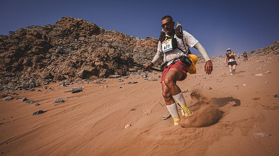 Colonel Jangvir Lamba pictured during the 38th Legendary Marathon Des Sables in Morocco