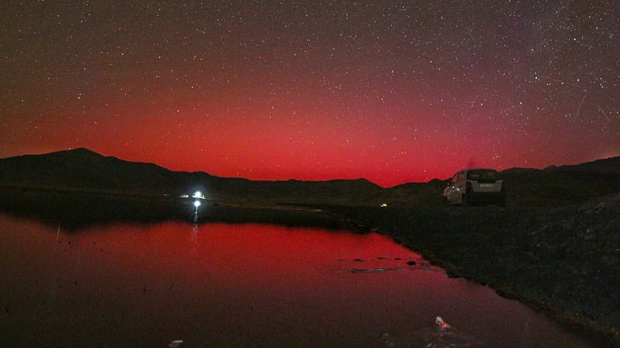 <div class="paragraphs"><p>Stable Auroral Arc (SAR), a rare red-coloured aurora, observed at the Hanle Dark Sky Reserve, in Ladakh, Saturday, May 11, 2024.   </p></div>