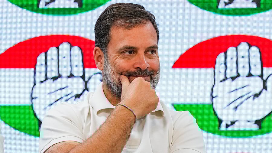 <div class="paragraphs"><p>Congress leader Rahul Gandhi during a media briefing, at AICC headquarters.</p></div>