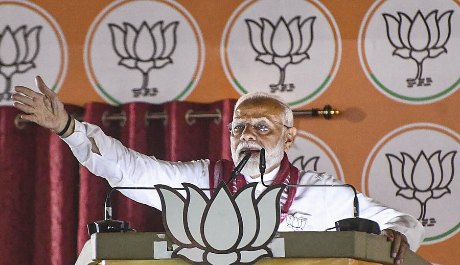 <div class="paragraphs"><p>Prime Minister Narendra Modi addresses a public meeting for Lok Sabha elections.</p></div>