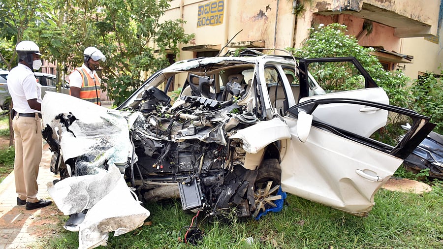 <div class="paragraphs"><p>Seven people include the son of Hosur MLA Prakaash Y of the DMK, Karunasagar were killed in a car accident at Koramangala in Bengaluru on Tuesday. A speeding Audi Q3 lost control, climbing onto the footpath before hitting a Punjab National Bank branch building. </p></div>