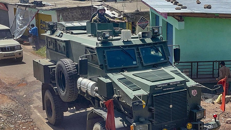 <div class="paragraphs"><p>Security personnel during cordon and search operation after at least one soldier was killed and four were injured as terrorists ambushed an Indian Air Force (IAF) convoy on Saturday, in Pooch district.</p></div>