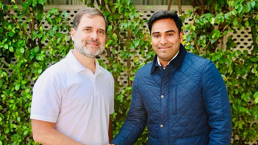 <div class="paragraphs"><p>(From left) Congress leader Rahul Gandhi with Varun Chaudhary, party's Ambala candidate for the Lok Sabha polls.</p></div>