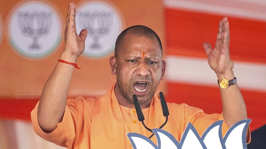 <div class="paragraphs"><p>Uttar Pradesh Chief Minister Yogi Adityanath speaks during a public meeting of Prime Minister Narendra Modi for Lok Sabha elections, in Lalganj, Azamgarh.</p></div>