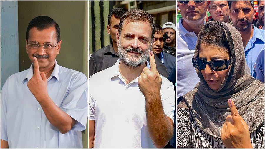<div class="paragraphs"><p>(From left) Delhi CM Arvind Kejriwal; Congres leader Rahul Gandhi; People's Democratic Party (PDP) President and candidate from Anantnag-Rajouri constituency Mehbooba Mufi </p></div>