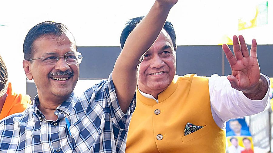 <div class="paragraphs"><p>Delhi Chief Minister and AAP convenor Arvind Kejriwal during a roadshow in favour of AAP candidate Raj Chabbewal for Lok Sabha elections, in Hoshiarpur, on Sunday.</p></div>