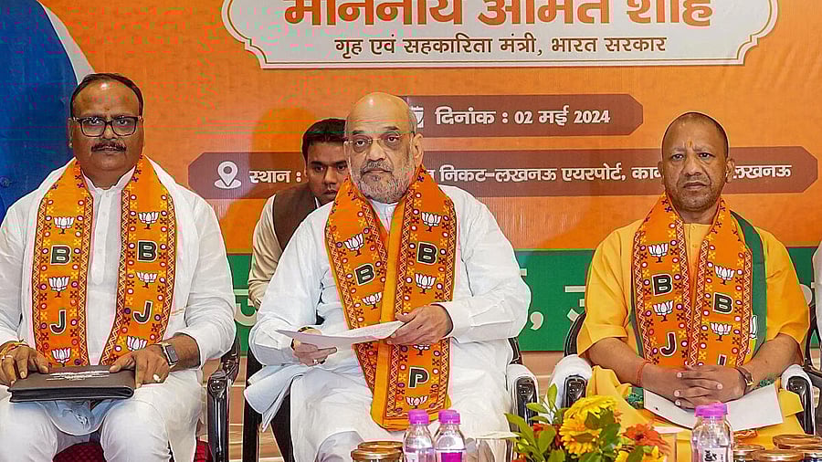<div class="paragraphs"><p>Union Home Minister Amit Shah and Chief Minister Yogi Adityanath at a BJP meeting in Lucknow.</p></div>