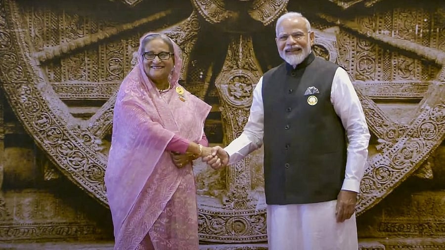 <div class="paragraphs"><p>File photo of Prime Minister Narendra Modi with Bangladesh PM Sheikh Hasina.</p></div>