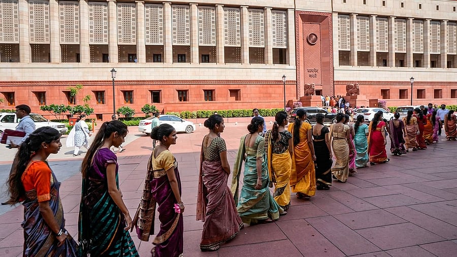 <div class="paragraphs"><p>Women visitors at Parliament on the day of debate on the women’s reservation bill in September 2023. </p></div>