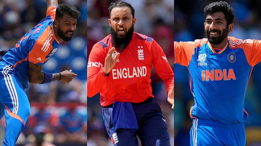 <div class="paragraphs"><p>India's Hardik Pandya (left); England's Adil Rashid (Centre); India's Jasprit Bumrah (Right)</p></div>