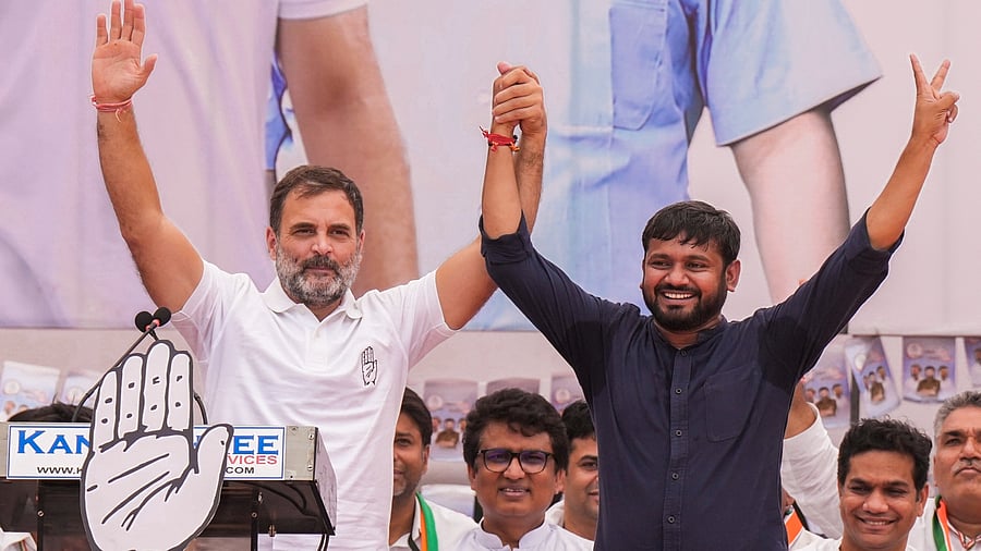 <div class="paragraphs"><p>Congress leader Rahul Gandhi with Kanhaiya Kumar.</p></div>
