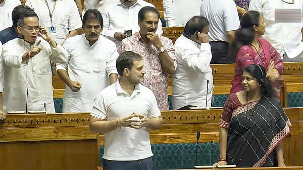<div class="paragraphs"><p>Leader of Opposition Rahul Gandhi speaks in the Lok Sabha during ongoing Parliament session, in New Delhi, Friday, June 28, 2024.</p></div>