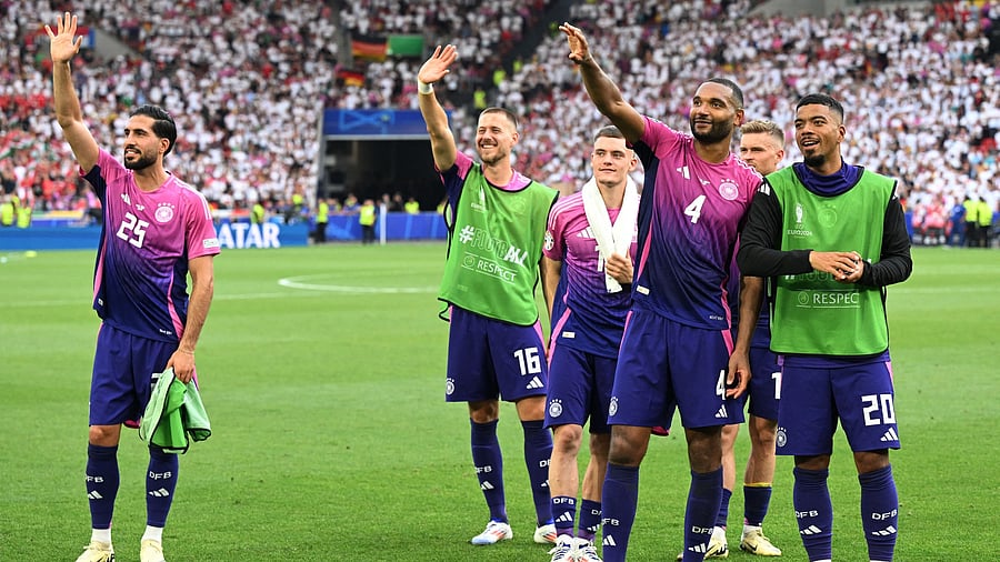<div class="paragraphs"><p> Germany's Emre Can, Waldemar Anton, Jonathan Tah and Benjamin Henrichs celebrate after their win against Group A opponents Hungary at Euro 2024.</p></div>