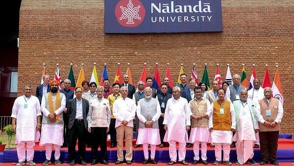<div class="paragraphs"><p>Prime Minister Narendra Modi, External Affairs Minister S. Jaishankar, Bihar Governor Rajendra Arlekar, Chief Minister Nitish Kumar, Deputy CMs Samrat Choudhary and Vijay Sinha and other delegates during the inauguration of Nalanda University, in Nalanda district, Bihar.</p></div>