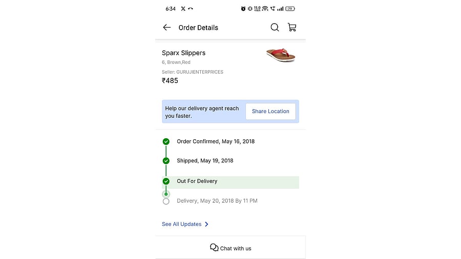 <div class="paragraphs"><p>Screenshot of the order showing it was placed in 2018.</p></div>