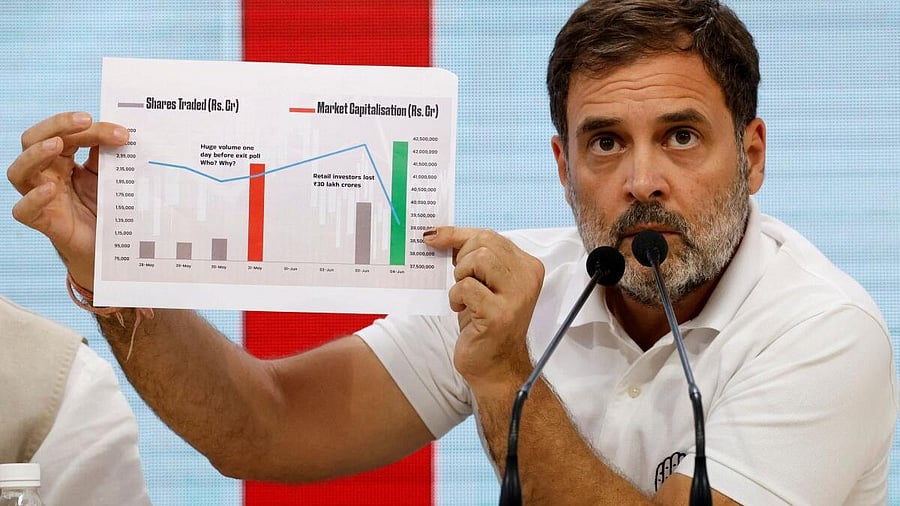 <div class="paragraphs"><p>Rahul Gandhi at the Congress press conference in Delhi on Thursday.&nbsp;</p></div>